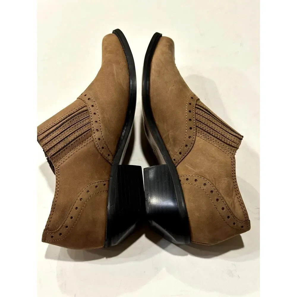 DINGO Women's Dan Post Leather Low-Cut Western Ankle Boots/Shoes Tan Size 7